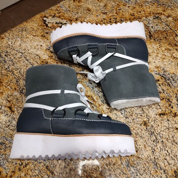JEFFREY CAMPBELL Platform Suede Winter Snow Boots Gray Lace Up Women's Sz 6.5 - Picture 6 of 13